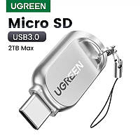 Картридер UGREEN CM331 USB C устройство чтения карт Micro SD Тип C TF 2Tb 5Gbps Silver (15513)