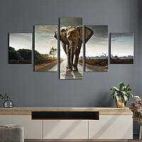 Модульная картина из 5 частей на холсте KIL Art Огромный слон 187x94 см (135-52) z110-2024