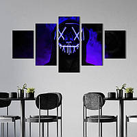 Модульная картина из 5 частей на холсте KIL Art Светящаяся маска убийцы Судной ночи 162x80 см (659-52)