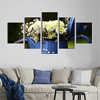 Картина на холсте KIL Art Букет белых хризантем в синей лейке 162x80 см (873-52) z110-2024