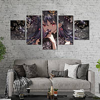 Модульная картина из 5 частей на холсте KIL Art Аниме девушка с короной 187x94 см (664-52) z110-2024