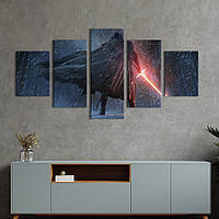 Модульна картина з 5 частин на полотні KIL Art Кайло Рен зі світловим мечем у лісі 162x80 см (670-52)