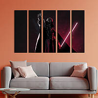 Модульна картина з 5 частин на полотні KIL Art Дарт Вейдер зі світловим мечем 132x80 см (671-51) D7P5-2023