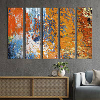Модульная картина из 5 частей на холсте KIL Art Абстакция палитра красок на стекле 155x95 см (4-51) z110-2024