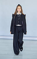 Костюм тройка детский подростковый школьный, брючный, жилет пиджак брюки, школьная форма, Черный, 116-164