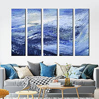Модульная картина из 5 частей на холсте KIL Art Абстрактное синее море 155x95 см (10-51) z110-2024