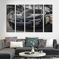 Модульная картина из 5 частей на холсте KIL Art Крутой автомобиль BMW i8 132x80 см (115-51) z110-2024