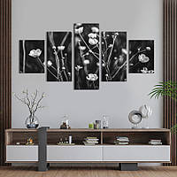 Картина на полотні KIL Art Квіти лютики в чорно-білому кольорі 187x94 см (920-52) D7P5-2023