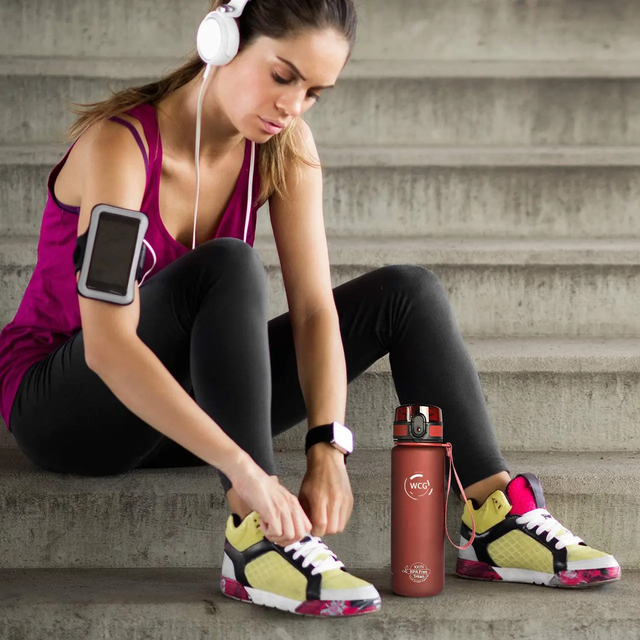 Спортивна пляшка для води 0.5 л Червоний, фото 1