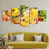 Модульная картина из 5 частей на холсте KIL Art Натюрморт с овощей и фруктов 187x94 см (276-52) z110-2024