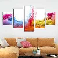 Модульная картина из 5 частей на холсте KIL Art Цветной дым на белом фоне 187x94 см (12-52) z110-2024