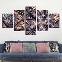 Модульна картина з 5 частин на полотні KIL Art Металевий абстрактний метелик 187x94 см (14-52) D7P5-2023