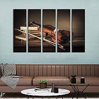Модульная картина из 5 частей на холсте KIL Art Скрипка и смычок 155x95 см (508-51) z110-2024