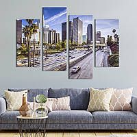 Модульная картина из 4 частей на холсте KIL Art Солнечный город Лос-Анджелес 129x90 см (340-42) z110-2024
