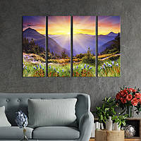 Модульна картина на полотні KIL Art поліптих Прекрасний світанок над горами 209x133 см (560-41) D7P5-2023