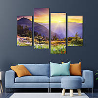 Модульна картина з чотирьох частин KIL Art Далекі бузкові гори 149x106 см (560-42) D7P5-2023