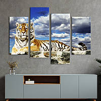 Модульная картина из четырех частей KIL Art Роскошный тигр 129x90 см (131-42) z110-2024