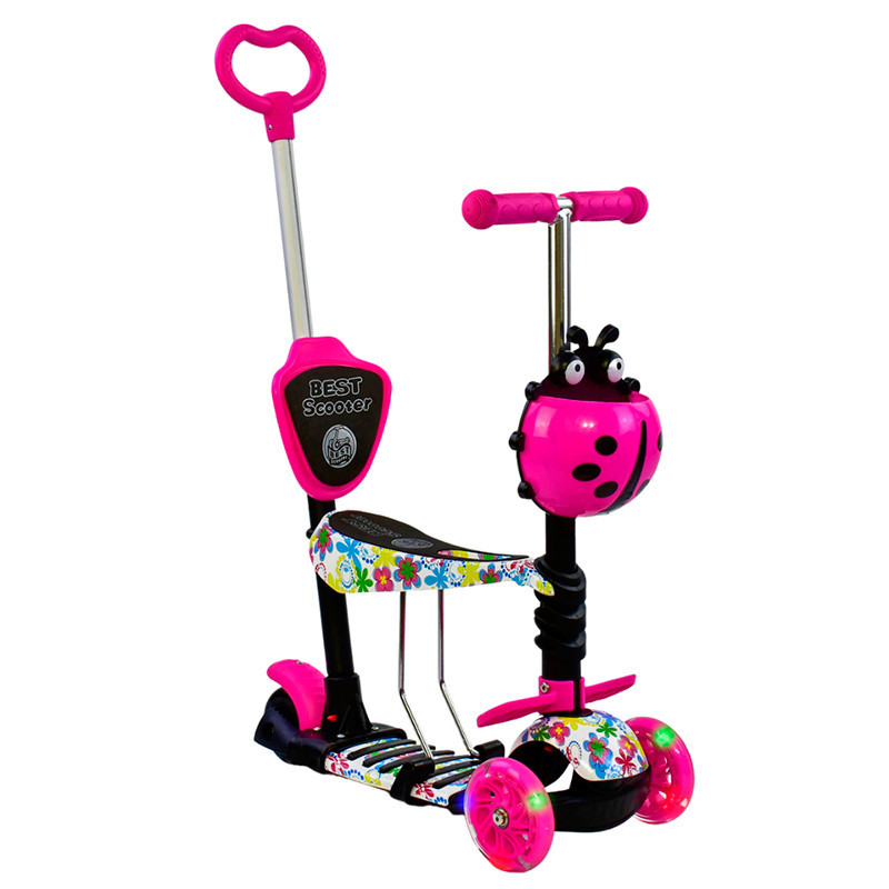 Самокат — біговел 5 в1 Best Scooter з батьківською ручкою та підніжками арт. 62310, фото 1