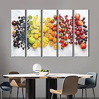 Модульная картина из 5 частей на холсте KIL Art Сочные ягоды и фрукты 155x95 см (309-51) z110-2024