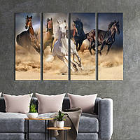 Модульная картина на холсте KIL Art полиптих Дикие лошади 149x93 см (154-41) z110-2024