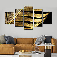 Модульная картина из 5 частей на холсте KIL Art Перо золотой птицы 162x80 см (536-52) z110-2024