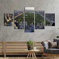 Модульная картина из 5 частей на холсте KIL Art Зелёный Центральный Парк Нью-Йорка 187x94 см (332-52)