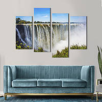 Модульная картина из четырех частей KIL Art Чудесный водопад Виктория 129x90 см (601-42) z110-2024
