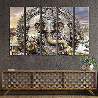 Модульная картина из 5 частей на холсте KIL Art Бронзовая статуя индийского божества 155x95 см (77-51)