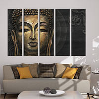 Модульная картина из 5 частей на холсте KIL Art Портрет Будды 132x80 см (80-51) z110-2024