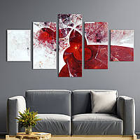 Модульна картина з 5 частин на полотні KIL Art Абстракція з червоно-білого скла 162x80 см (16-52) D7P5-2023