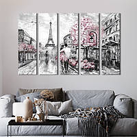 Модульная картина из 5 частей на холсте KIL Art Романтическая атмосфера в Париже 132x80 см (374-51) z110-2024