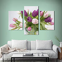 Картина из трех панелей KIL Art триптих Тюльпаны в стеклянной вазе 141x90 см (1002-32) z110-2024