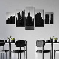 Модульная картина из 5 частей на холсте KIL Art Силуэты красивых зданий Нью-Йорка 187x94 см (388-52) z110-2024