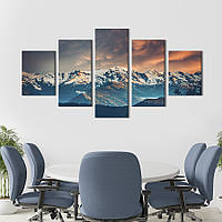 Модульна картина з 5 частин на полотні KIL Art Краєвид на гори Альпи 187x94 см (613-52) D7P5-2023