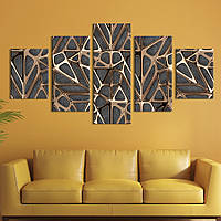 Модульная картина из 5 частей на холсте KIL Art Золотая абстрактная сетка 162x80 см (39-52) z110-2024