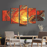 Модульная картина из 5 частей на холсте KIL Art Абстракция горячее солнце 187x94 см (19-52) z110-2024