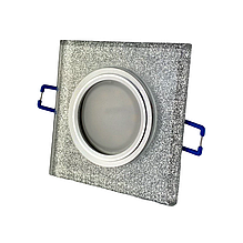 Точковий світильник з білим LED підсвічуванням квадратний скло з металом хром 90х90 мм