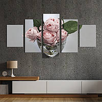 Картина на холсте KIL Art Нежные розовые розы в вазе 187x94 см (844-52) z110-2024