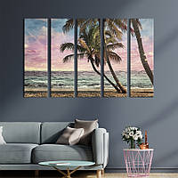 Модульная картина из 5 частей на холсте KIL Art Живописный пляж Гавайских островов 132x80 см (414-51)