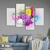 Картина на холсте KIL Art Праздничный букет разноцветных роз 129x90 см (862-42) z110-2024