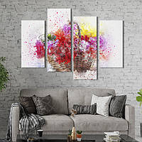 Картина на холсте KIL Art Красочная цветочная корзинка 129x90 см (864-42) z110-2024