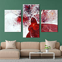 Картина на холсте KIL Art для интерьера в гостиную Красно-белая абстракция 141x90 см (16-32) z110-2024