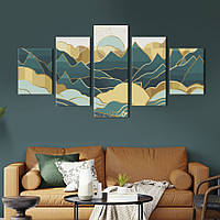Модульна картина з 5 частин на полотні KIL Art Живописні східні гори 162x80 см (646-52) D7P5-2023