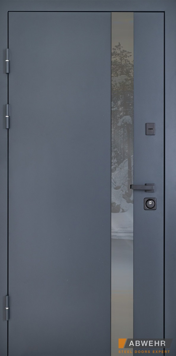Двері вуличні, модель 506 Nordi Glass RAL 7021Т зі склопакетом