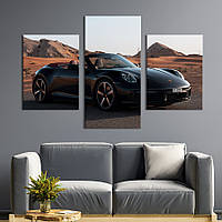 Картина на холсте для интерьера KIL Art Porsche carrera в пустынном пейзаже 141x90 см (127-32) z110-2024