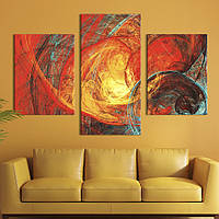 Картина на холсте KIL Art для интерьера в гостиную Абстракция огненное солнце 141x90 см (19-32) z111-2024