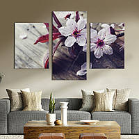 Модульная картина на холсте KIL Art триптих Нежные цветы сакуры 141x90 см (232-32) z110-2024