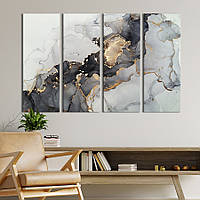 Модульная картина из 4 частей на холсте KIL Art Мрамор с тёмным узором 209x133 см (52-41) z110-2024