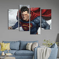 Модульная картина из 4 частей на холсте KIL Art Герой DC Супермен 129x90 см (751-42) z110-2024