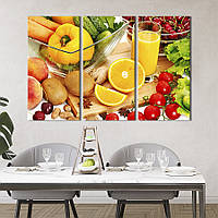 Модульная картина триптих на холсте KIL Art Стакан апельсинового сока 128x81 см (276-31) z111-2024